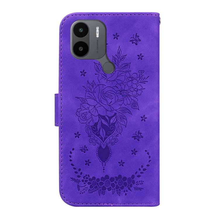 For Xiaomi Redmi A1+ Butterfly Rose Embossed Leather Phone Case