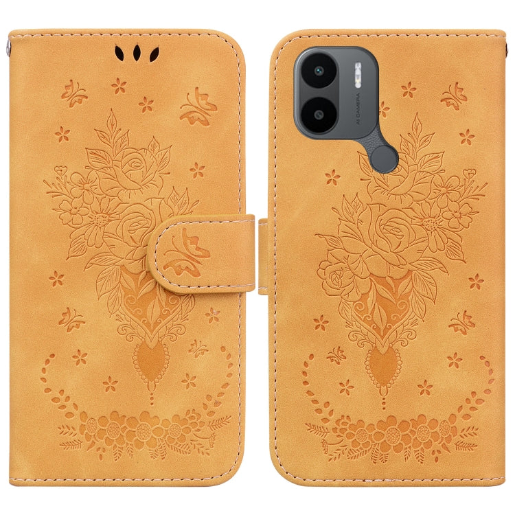 For Xiaomi Redmi A1+ Butterfly Rose Embossed Leather Phone Case