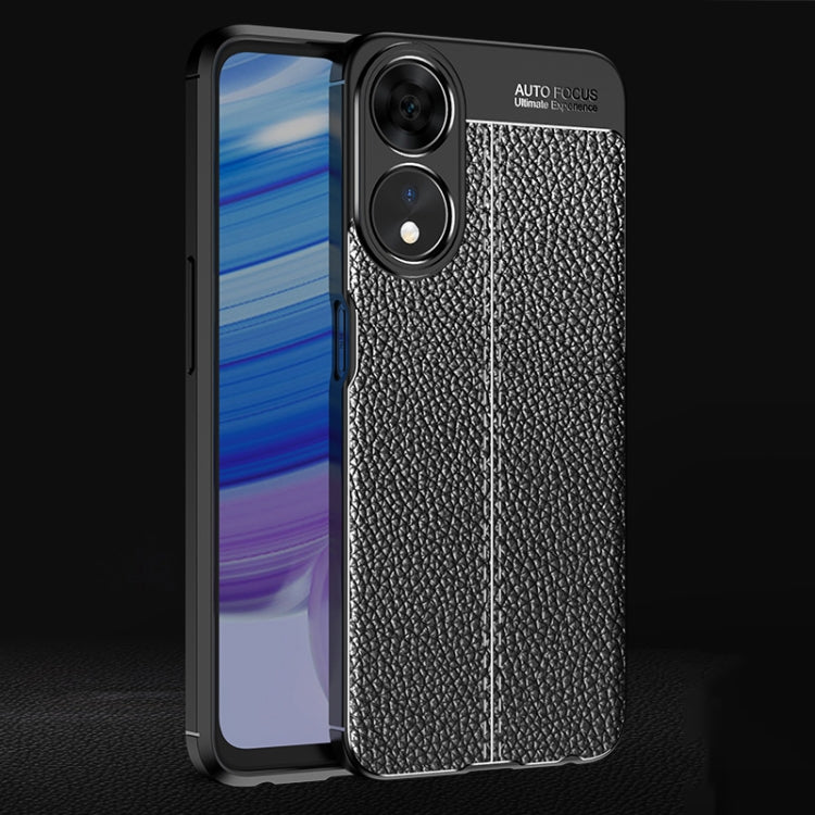 For OPPO A58 Litchi Texture Shockproof TPU Phone Case