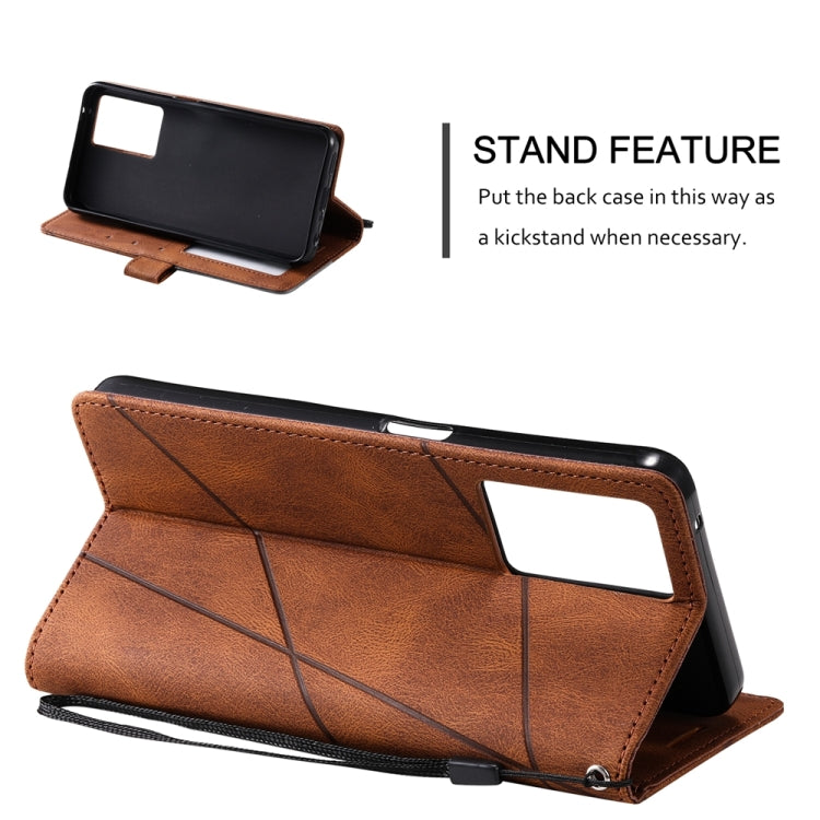 For OPPO A57 2022 Skin Feel Splicing Leather Phone Case