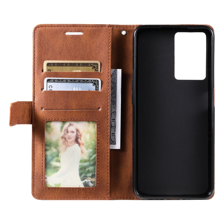 For OPPO A57 2022 Skin Feel Splicing Leather Phone Case