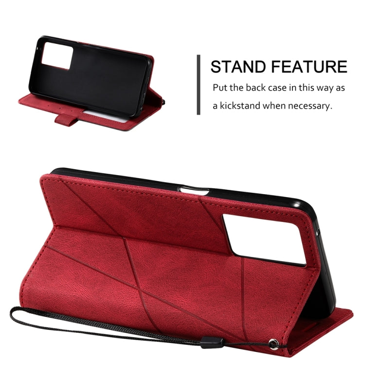 For OPPO A57 2022 Skin Feel Splicing Leather Phone Case