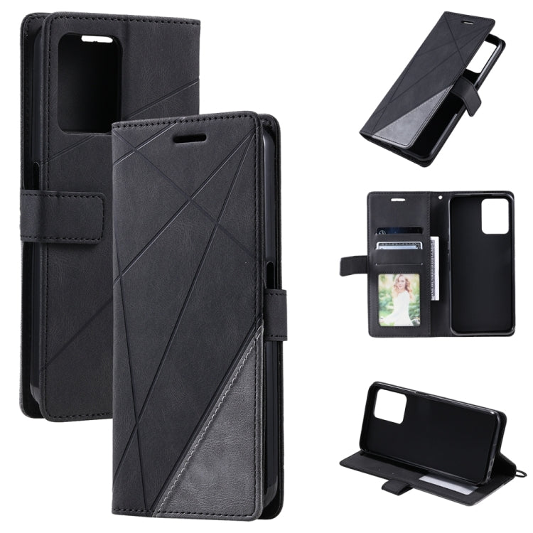 For Realme C30 4G Skin Feel Splicing Leather Phone Case