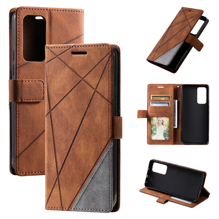 For Xiaomi Redmi 11 Prime 4G Skin Feel Splicing Leather Phone Case