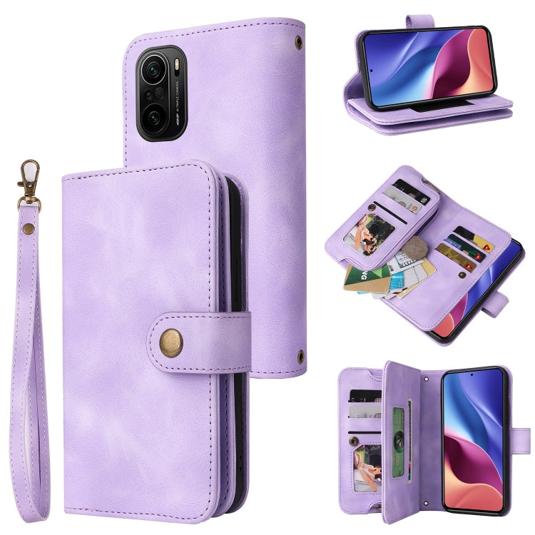 For Xiaomi Redmi K40 / Poco F3 Multifunctional Card Slot Zipper Wallet Leather Phone Case
