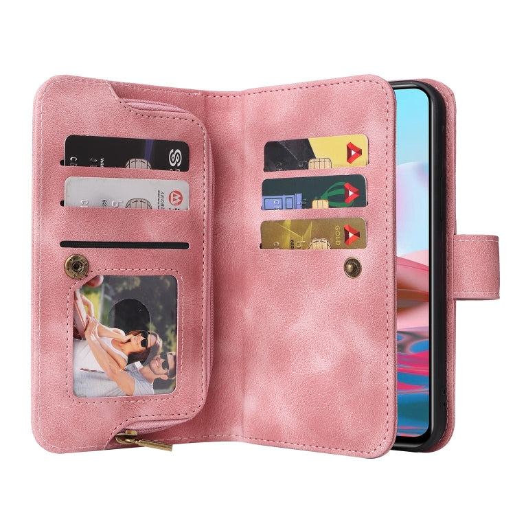 For Xiaomi Redmi Note 10 4G Multifunctional Card Slot Zipper Wallet Leather Phone Case