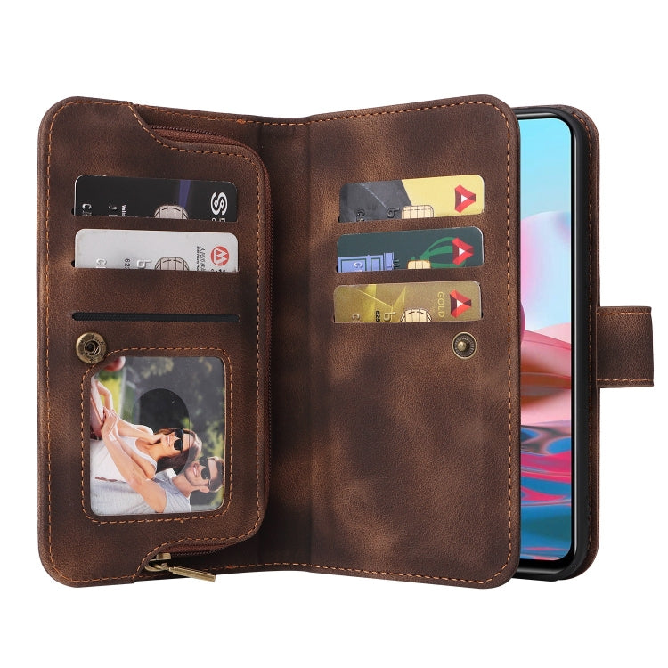 For Xiaomi Redmi Note 10 4G Multifunctional Card Slot Zipper Wallet Leather Phone Case