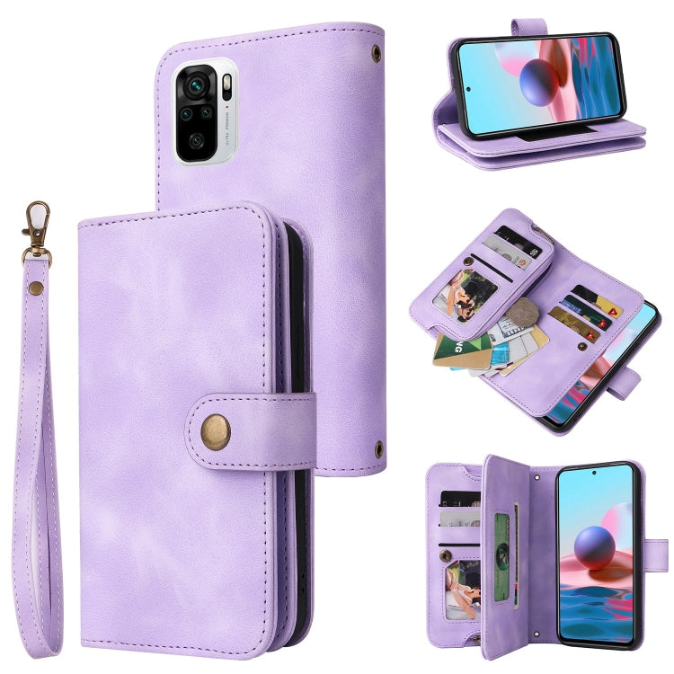 For Xiaomi Redmi Note 10 4G Multifunctional Card Slot Zipper Wallet Leather Phone Case