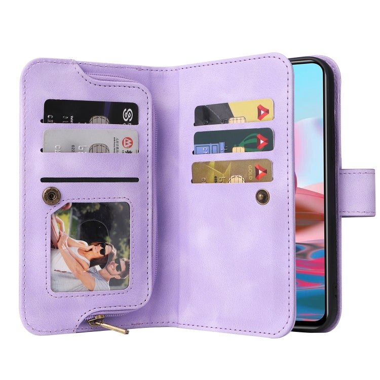 For Xiaomi Redmi Note 10 4G Multifunctional Card Slot Zipper Wallet Leather Phone Case
