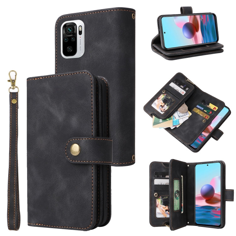 For Xiaomi Redmi Note 10 4G Multifunctional Card Slot Zipper Wallet Leather Phone Case