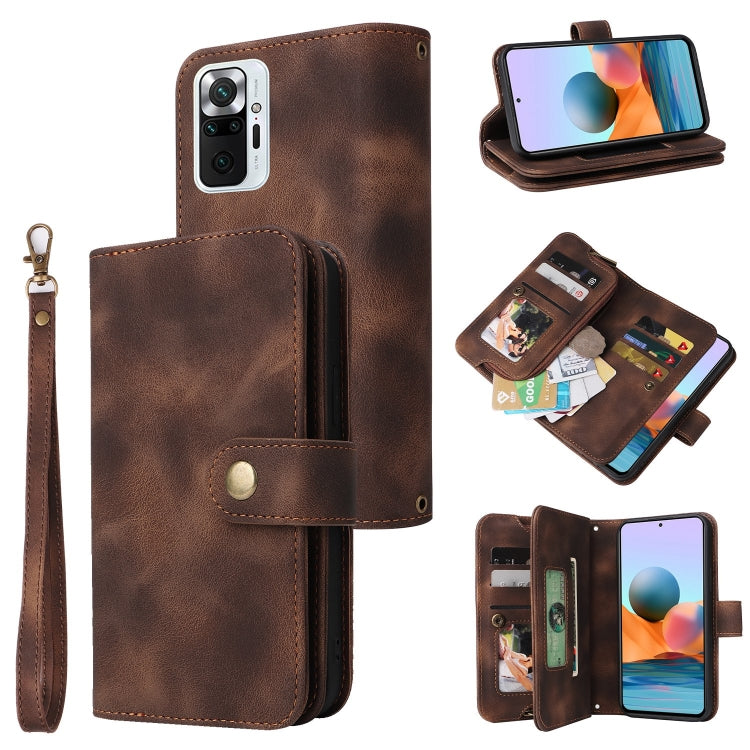 For Xiaomi Redmi Note 10 Pro 4G Multifunctional Card Slot Zipper Wallet Leather Phone Case