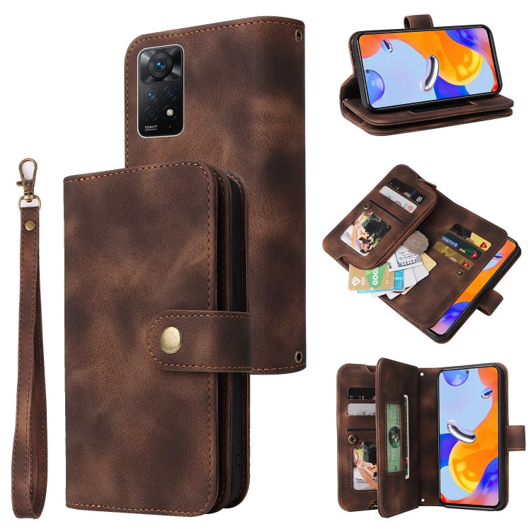 For Xiaomi Redmi Note 11 Pro Global Multifunctional Card Slot Zipper Wallet Leather Phone Case