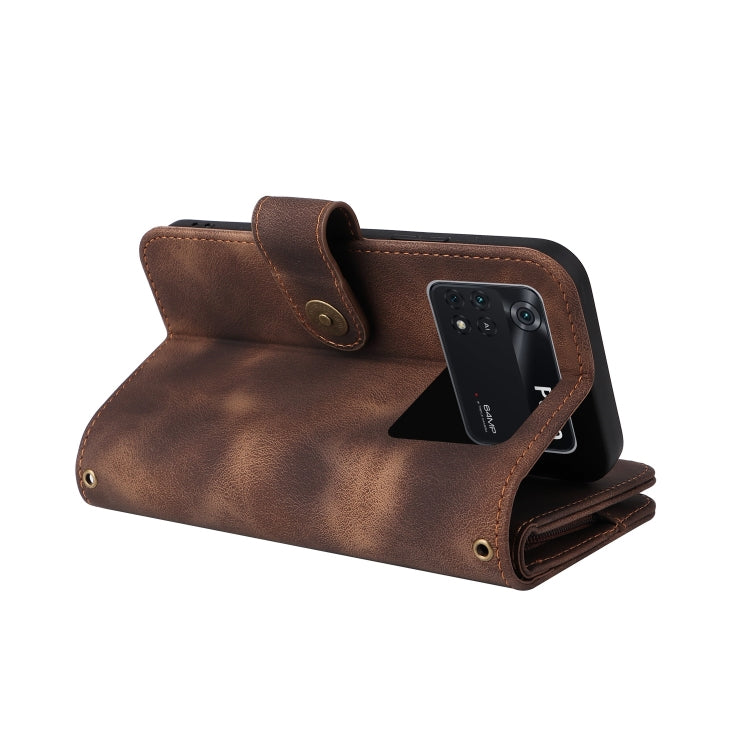 For Xiaomi Poco M4 Pro 5G Multifunctional Card Slot Zipper Wallet Leather Phone Case