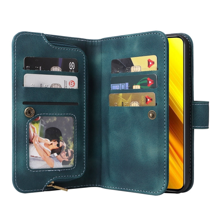 For Xiaomi Poco X3 NFC Multifunctional Card Slot Zipper Wallet Leather Phone Case