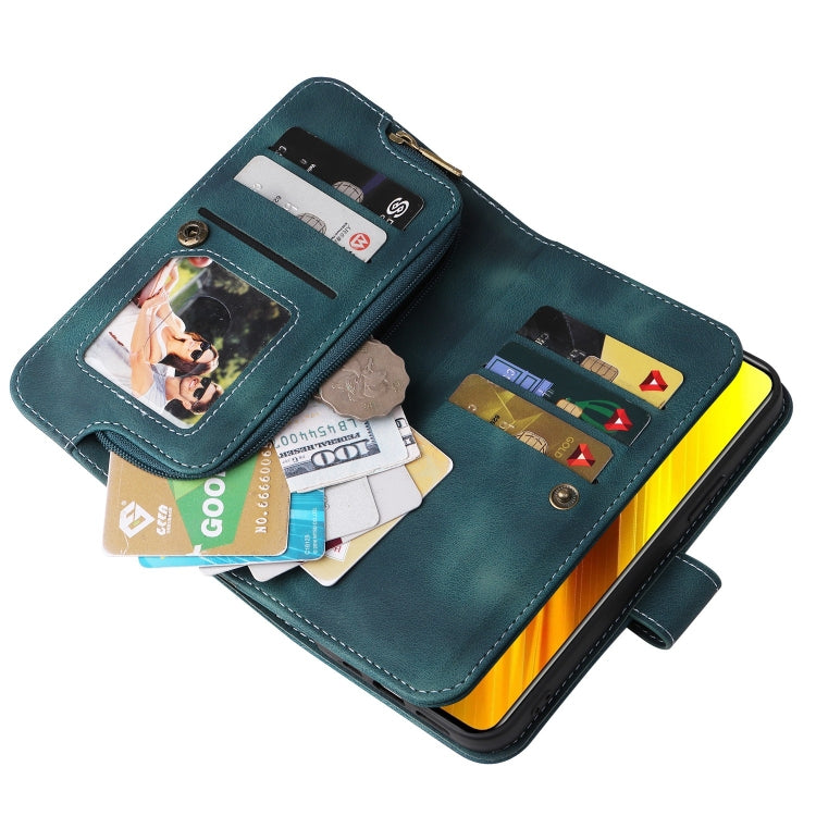 For Xiaomi Poco X3 NFC Multifunctional Card Slot Zipper Wallet Leather Phone Case