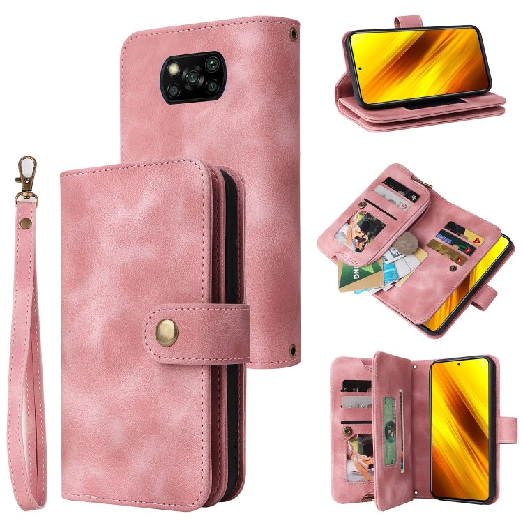 For Xiaomi Poco X3 NFC Multifunctional Card Slot Zipper Wallet Leather Phone Case