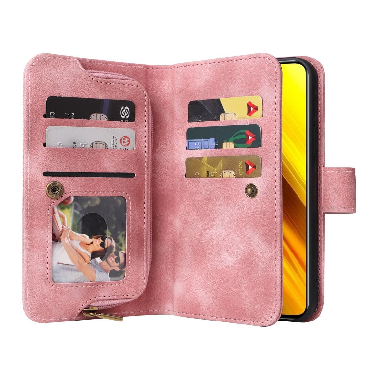 For Xiaomi Poco X3 NFC Multifunctional Card Slot Zipper Wallet Leather Phone Case