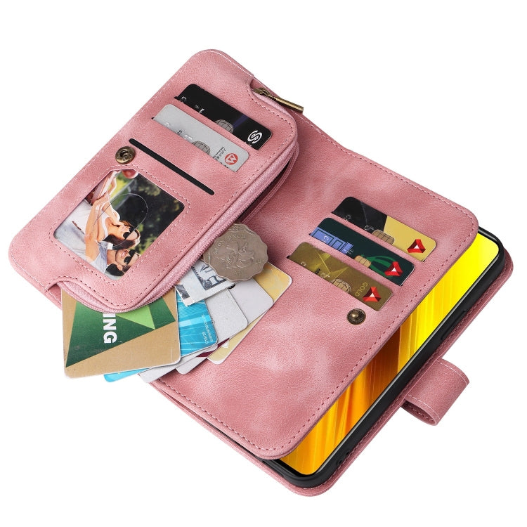 For Xiaomi Poco X3 NFC Multifunctional Card Slot Zipper Wallet Leather Phone Case