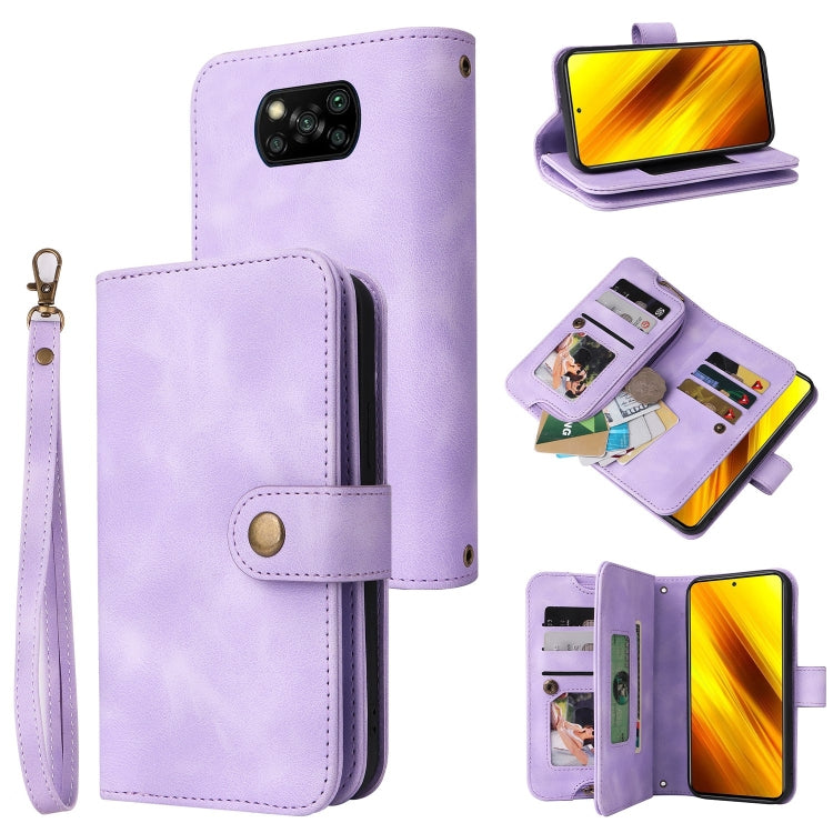 For Xiaomi Poco X3 NFC Multifunctional Card Slot Zipper Wallet Leather Phone Case