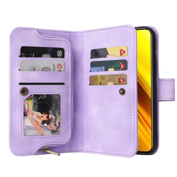 For Xiaomi Poco X3 NFC Multifunctional Card Slot Zipper Wallet Leather Phone Case