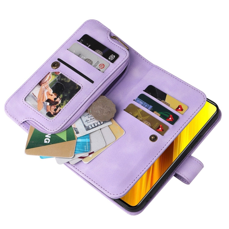 For Xiaomi Poco X3 NFC Multifunctional Card Slot Zipper Wallet Leather Phone Case