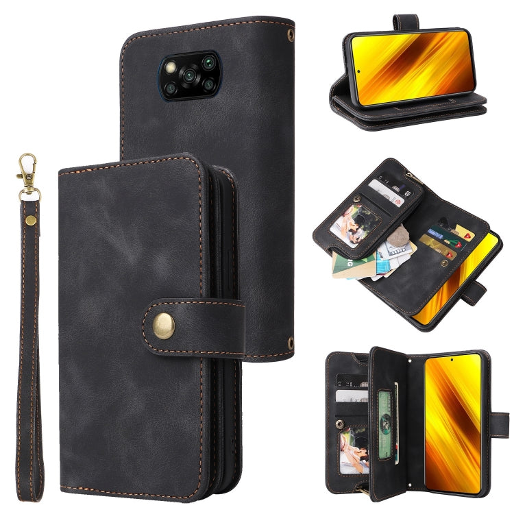 For Xiaomi Poco X3 NFC Multifunctional Card Slot Zipper Wallet Leather Phone Case
