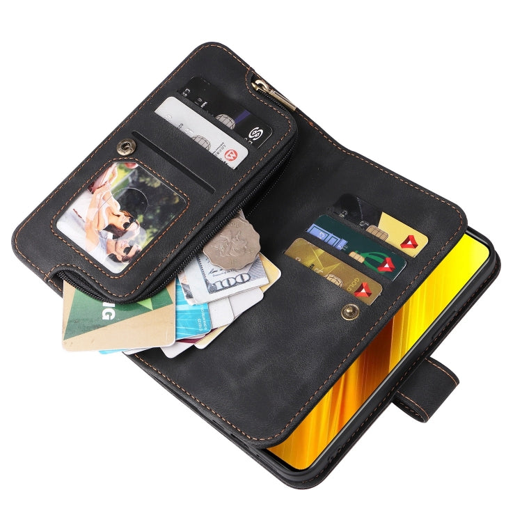 For Xiaomi Poco X3 NFC Multifunctional Card Slot Zipper Wallet Leather Phone Case