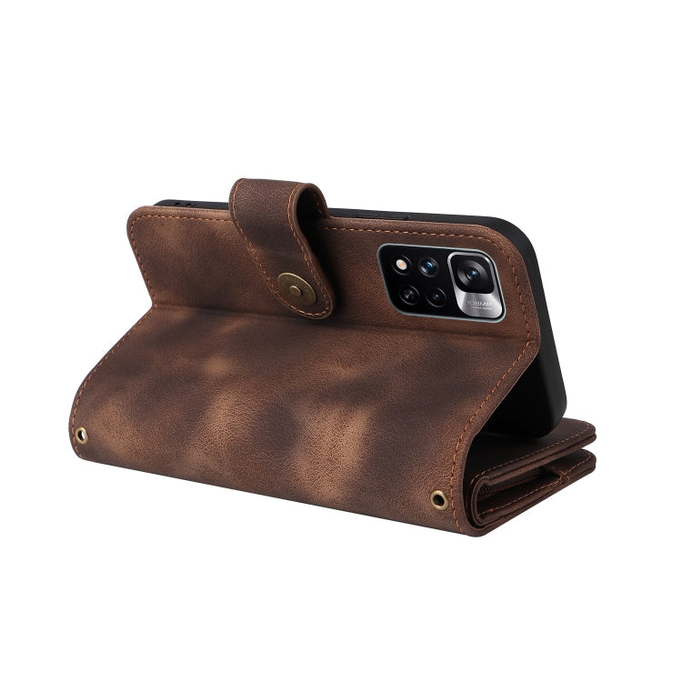 For Xiaomi Redmi Note 11 Global Multifunctional Card Slot Zipper Wallet Leather Phone Case