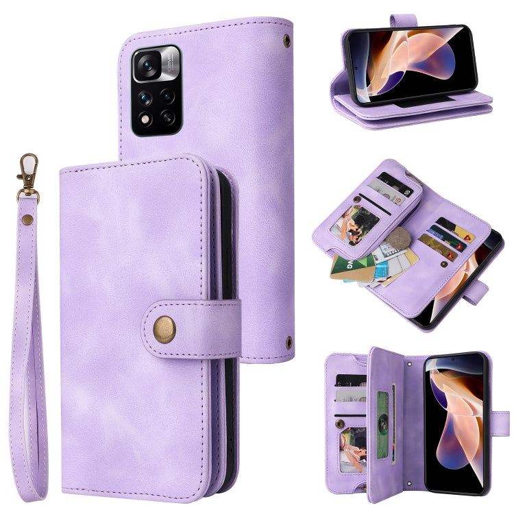 For Xiaomi Redmi Note 11 Global Multifunctional Card Slot Zipper Wallet Leather Phone Case