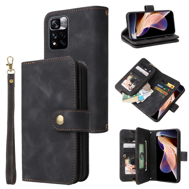 For Xiaomi Redmi Note 11 Global Multifunctional Card Slot Zipper Wallet Leather Phone Case