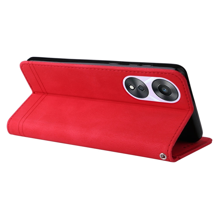 For OPPO A58 5G Skin Feel Life Tree Metal Button Leather Phone Case