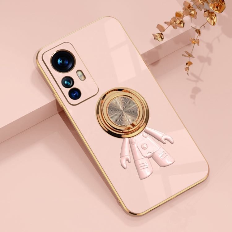 For Xiaomi 12T 6D Plating Astronaut Ring Kickstand Phone Case