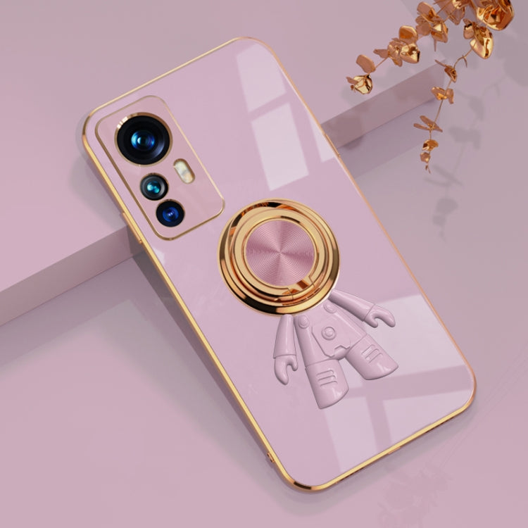 For Xiaomi 12T 6D Plating Astronaut Ring Kickstand Phone Case