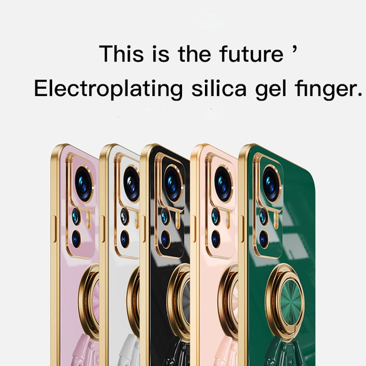 For Xiaomi 12T 6D Plating Astronaut Ring Kickstand Phone Case