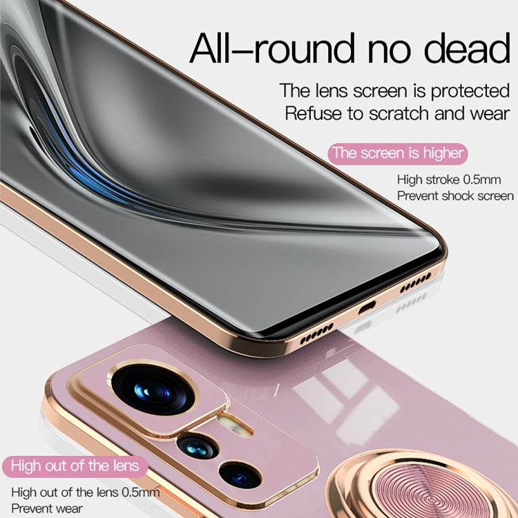 For Xiaomi 12T Pro 6D Plating Astronaut Ring Kickstand Phone Case