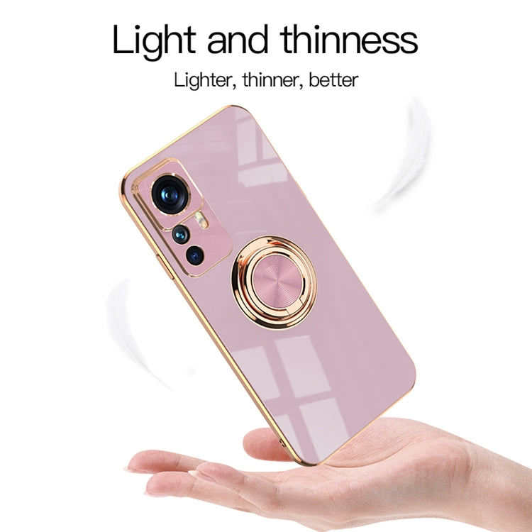 For Xiaomi 12T 6D Electroplating Ring Kickstand Phone Case