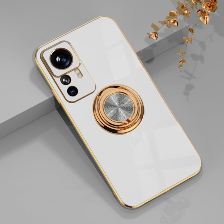 For Xiaomi 12T Pro 6D Electroplating Ring Kickstand Phone Case