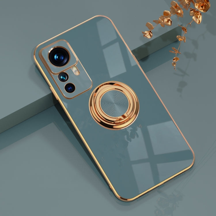 For Xiaomi 12T Pro 6D Electroplating Ring Kickstand Phone Case