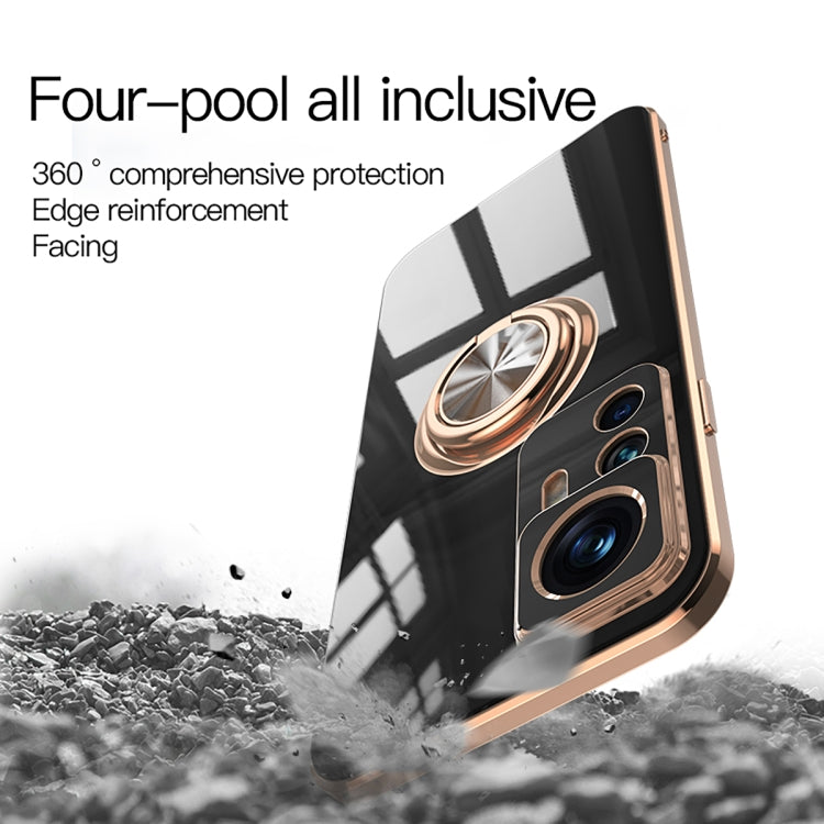 For Xiaomi 12T Pro 6D Electroplating Ring Kickstand Phone Case