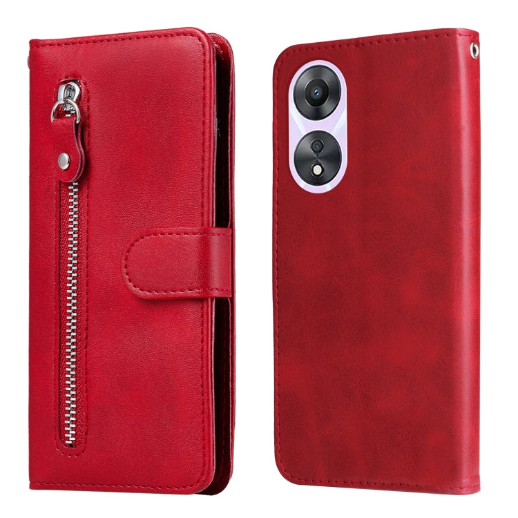 For OPPO A58 5G Calf Texture Zipper Leather Phone Case