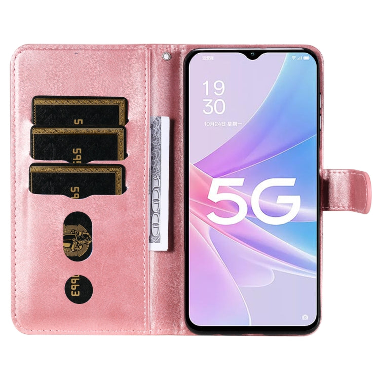 For OPPO A58 5G Calf Texture Zipper Leather Phone Case