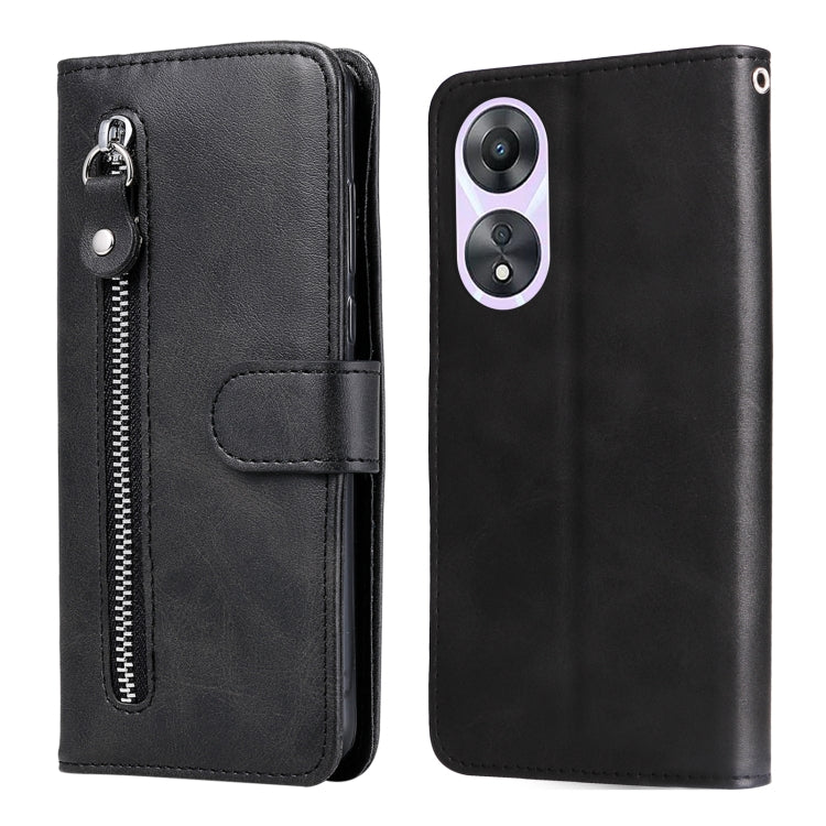 For OPPO A58 5G Calf Texture Zipper Leather Phone Case