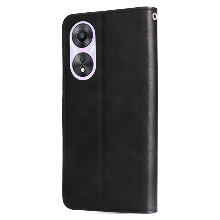 For OPPO A58 5G Calf Texture Zipper Leather Phone Case