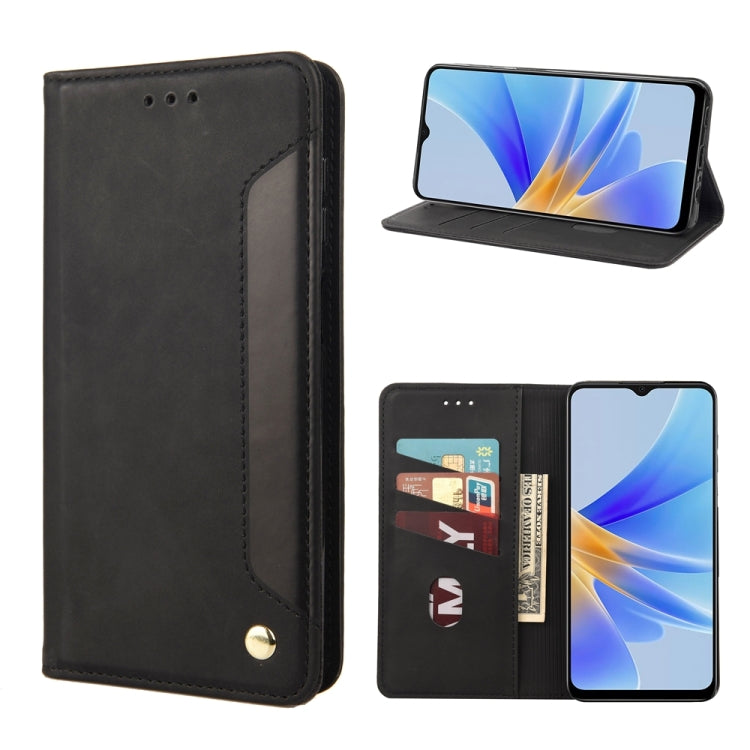 For OPPO A17 Skin Feel Splicing Leather Phone Case