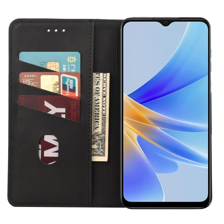 For OPPO A17 Skin Feel Splicing Leather Phone Case