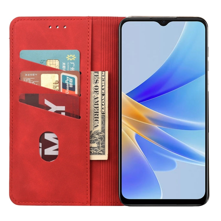 For OPPO A17 Skin Feel Splicing Leather Phone Case