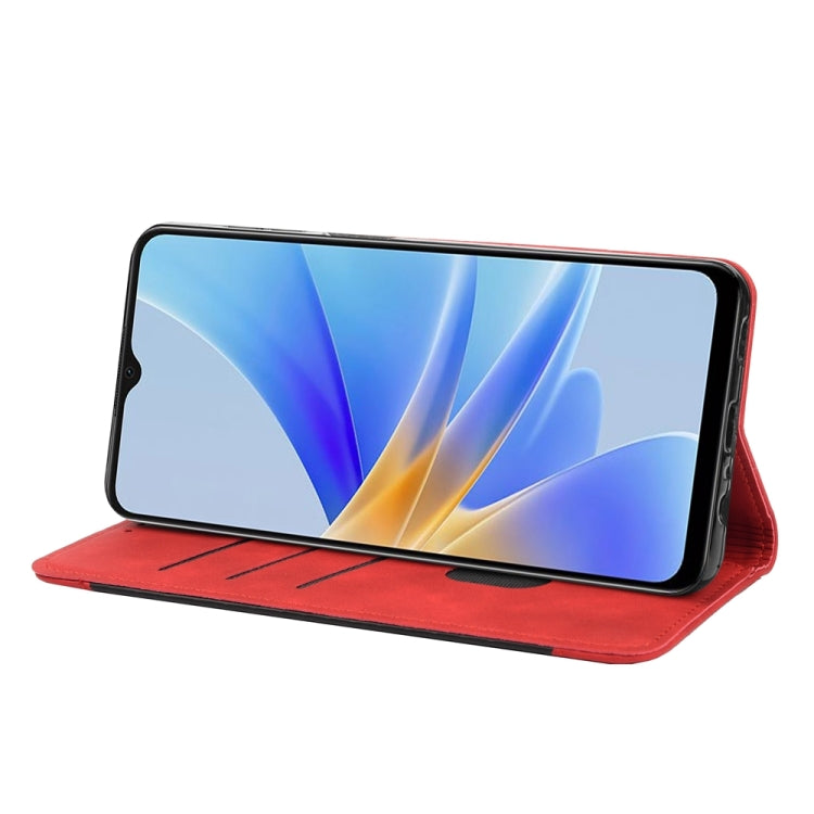 For OPPO A17 Skin Feel Splicing Leather Phone Case