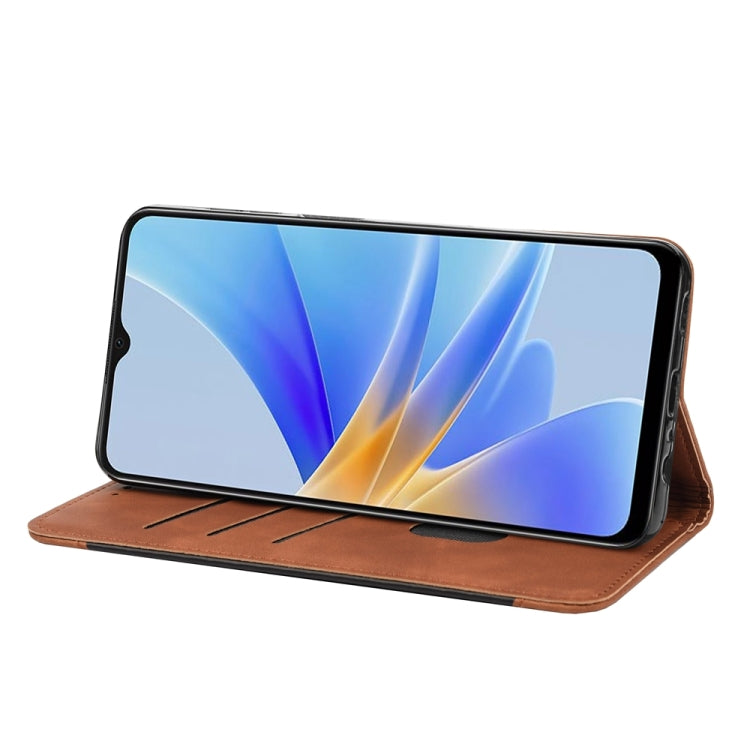 For OPPO A17 Skin Feel Splicing Leather Phone Case