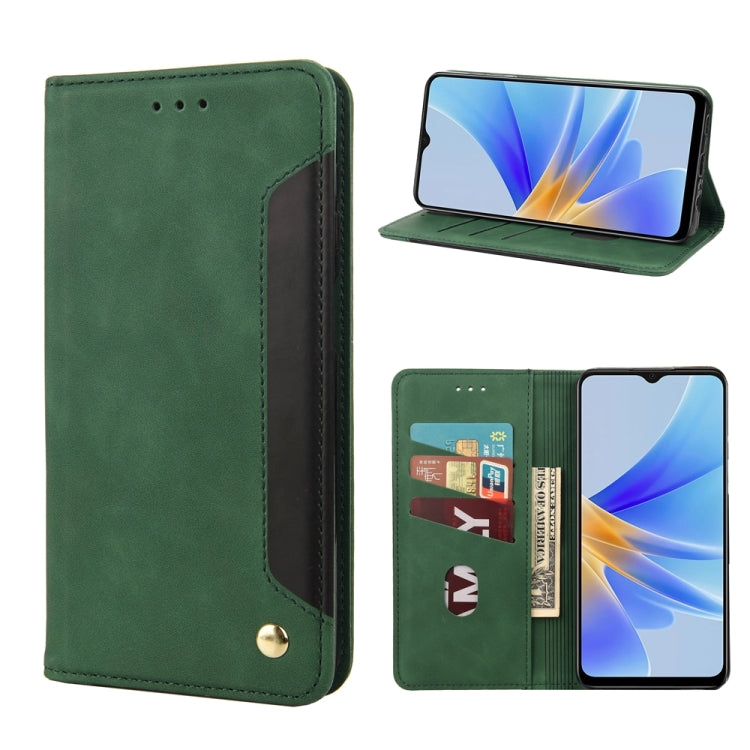 For OPPO A17 Skin Feel Splicing Leather Phone Case