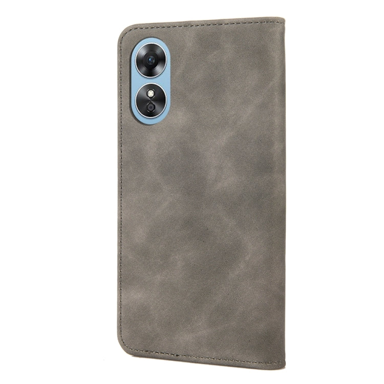 For OPPO A17 Skin Feel Splicing Leather Phone Case